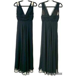 Faviana New York Vintage Formal Dress Black V-Neck Women’s 6